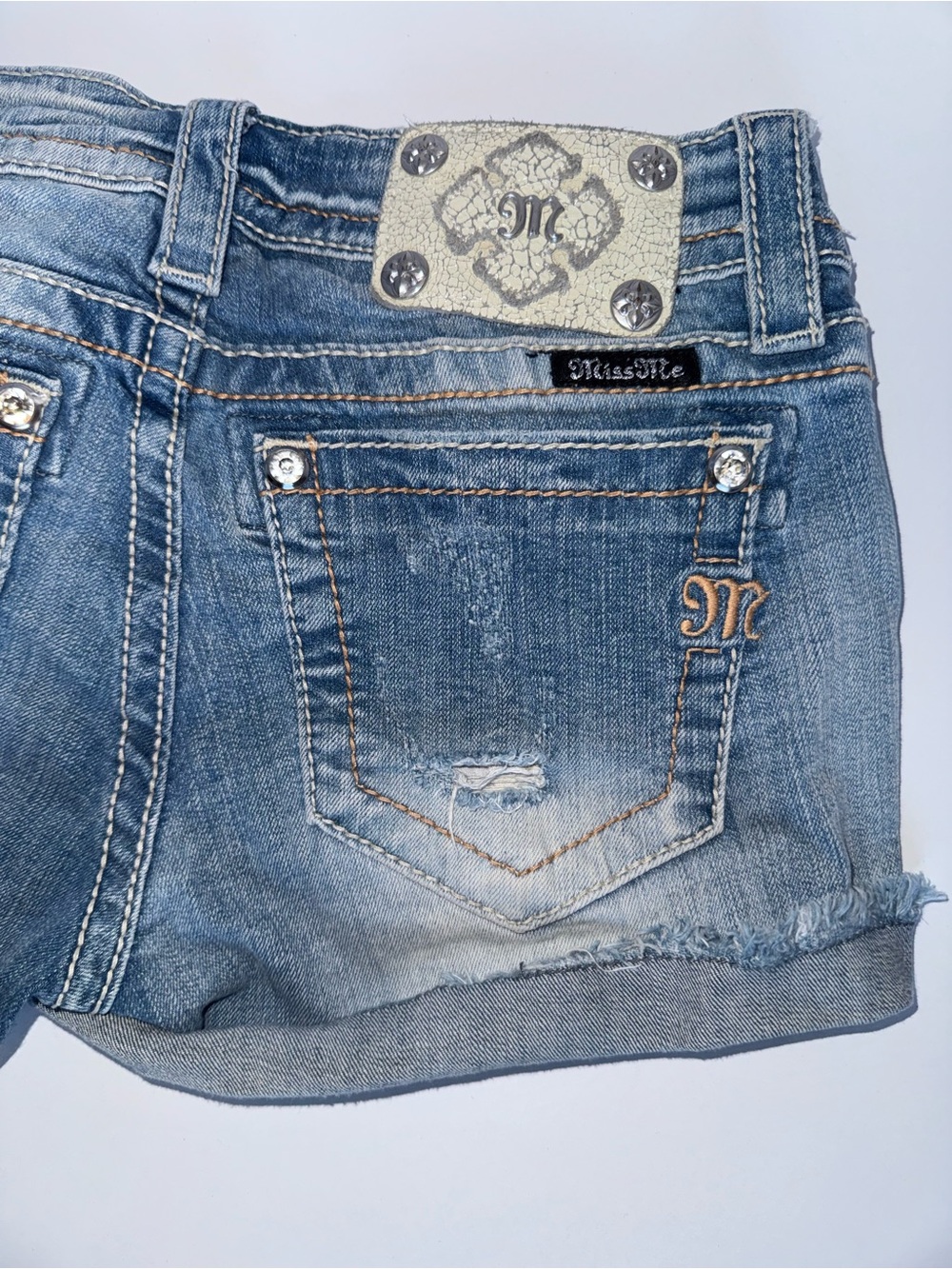 Miss Me Light Blue Distressed Embellished Denim Jeans